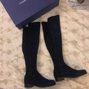 Stuart Weitzman over the knee blue suede boots